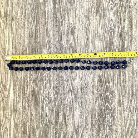 Long dark blue beaded necklace - Picture 4 of 8